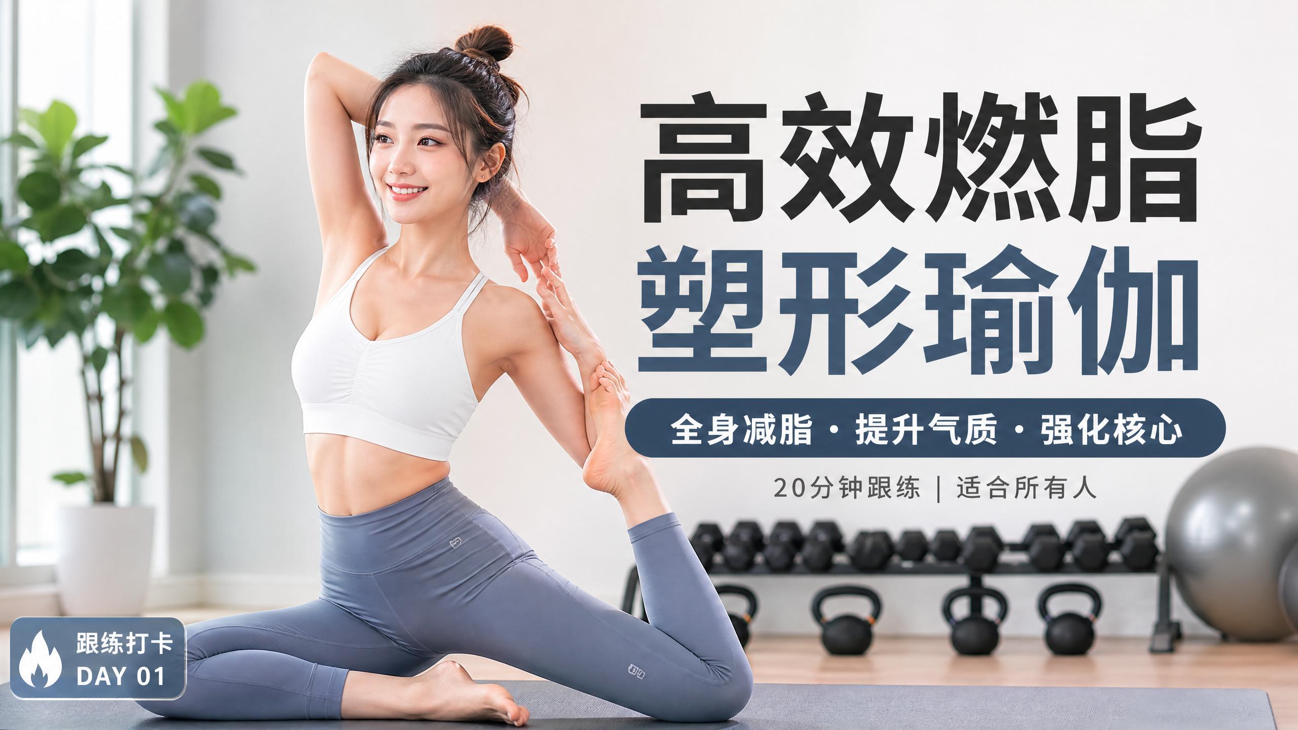 蜜芽 【健身视频教程】高效燃脂塑形瑜伽，20分钟跟练视频演示，全身减脂提升气质